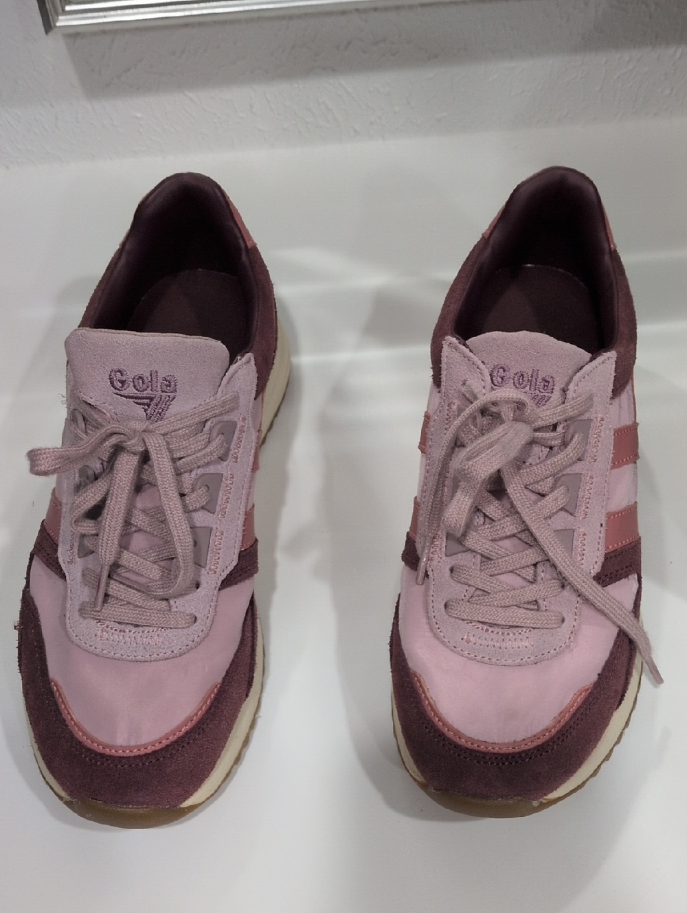 Gola Chicago Pastel Pink and Mauve Retro Runner Sneakers
